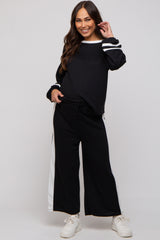 Black Striped Long Sleeve Maternity Set