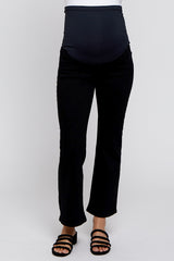 Black Straight Leg Cropped Maternity Jeans