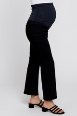 Black Straight Leg Cropped Maternity Jeans