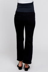 Black Straight Leg Cropped Maternity Jeans