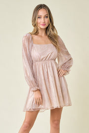 Blush Square Neck Holiday Dress