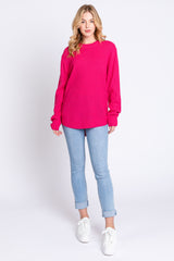 Fuchsia Knit Pullover Sweater