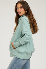 Sage Hooded Button Pullover Maternity Sweater