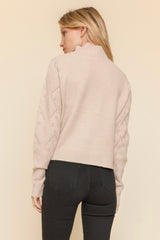 Natural High Neck Pearl Crop Sweater