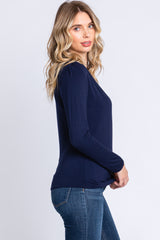 Navy Long Sleeve Wrap Nursing Top