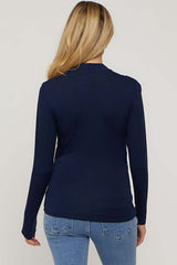 Navy Long Sleeve Wrap Maternity Nursing Top