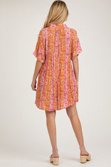 Orange Floral Button Down Maternity Dress