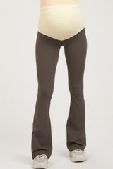 Mocha Flare Leg Maternity Active Pants