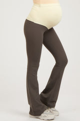 Mocha Flare Leg Maternity Active Pants