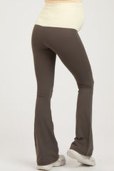 Mocha Flare Leg Maternity Active Pants