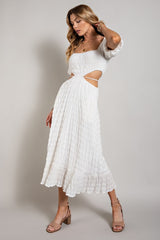 White Square Neckline White Maxi Dress