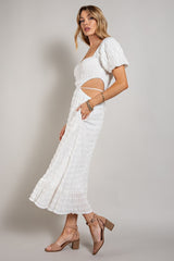 White Square Neckline White Maxi Dress