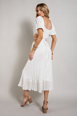 White Square Neckline White Maxi Dress