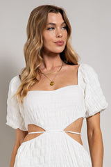 White Square Neckline White Maxi Dress