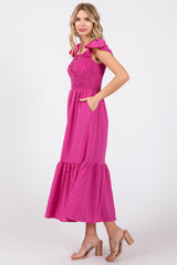 Magenta Sleeveless Smocked Tiered Dress