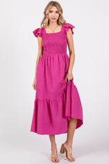 Magenta Sleeveless Smocked Tiered Dress