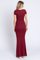 Burgundy Ribbed Scoop Neck Maxi Dress