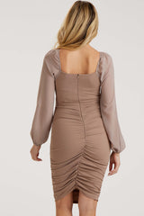 Mocha Cutout Ruched Maternity Dress