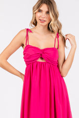 Fuchsia Chiffon Sleeveless Cutout Front Maxi Dress