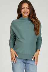 Light Olive Soft Knit Mock Neck Maternity Sweater