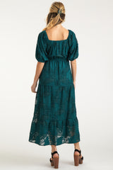 Emerald Floral Striped Tiered Maternity Maxi Dress