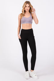 Black Ribbed Active Legging