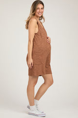 Camel Oversized Knit Maternity Romper