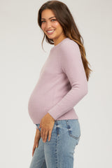 Lavender Soft Knit Long Sleeve Maternity Top