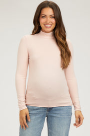 Peach Soft Turtle Neck Maternity Top