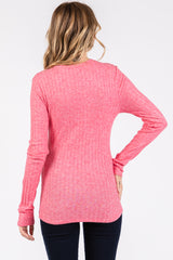 Fuchsia Ribbed Long Sleeve Top