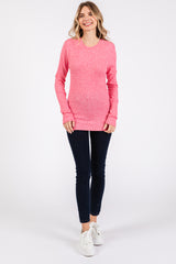 Fuchsia Ribbed Long Sleeve Top