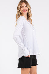 White Long Sleeve Exposed Seam Top