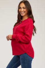 Magenta Knit Pullover Maternity Sweater