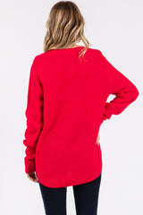 Magenta Knit Pullover Sweater