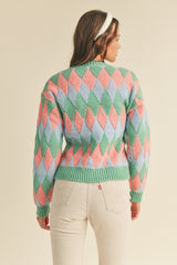 Green Blush Multi-Color Diamond Knit Sweater