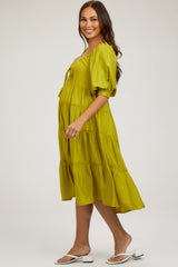 Lime Tiered Maternity Midi Dress