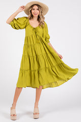 Lime Tiered Maternity Midi Dress