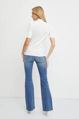 Ivory Short Sleeve Turtleneck Top