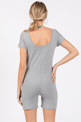 Heather Grey Fitted Short Sleeve Romper