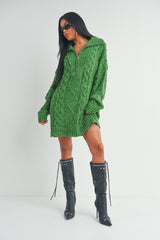 Green Knit Sweater Dress