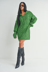 Green Knit Sweater Dress