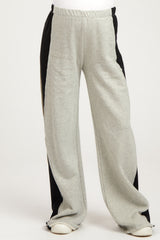 Heather Grey Contrast Side Wide Leg Fleece Maternity Lounge Pants