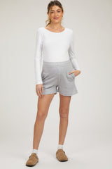 Grey Raw Edge Maternity Sweat Shorts