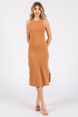 Camel Sleeveless Racerback Bodycon Maternity Dress