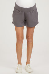 Gray Fleece Maternity Shorts