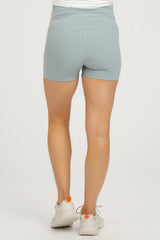 Light Blue Ribbed Maternity Shorts