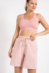 Pink Drawstring Maternity Shorts