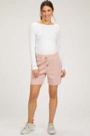 Pink Drawstring Maternity Shorts