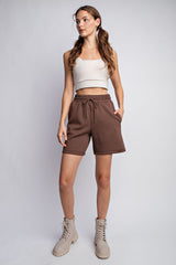 Brown Drawstring Maternity Shorts