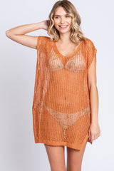 Orange Crochet Coverup Mini Dress